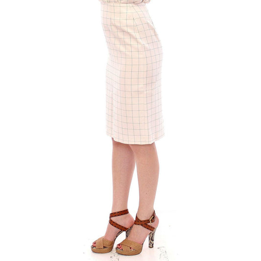 Andrea Incontri Elegant White Pencil Skirt - Chic and Sophisticated white-cotton-checkered-pencil-skirt 148819-white-cotton-checkered-pencil-skirt-1.jpg