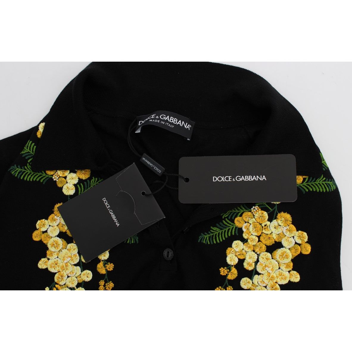 Dolce & Gabbana Elegant Black Silk Floral Polo Top black-silk-floral-embroidered-polo-top 178821-black-silk-floral-embroidered-polo-top-4.jpg