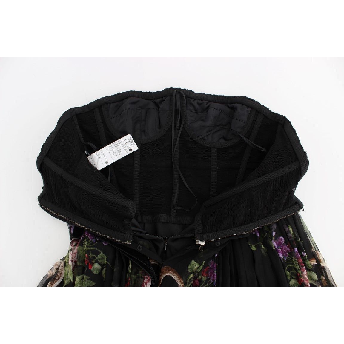 Dolce & Gabbana Multicolor Rose & Key Print Maxi Dress with Crystal black-key-print-silk-crystal-brooch-dress WOMAN DRESSES 180939-black-key-print-silk-crystal-brooch-dress-5.jpg