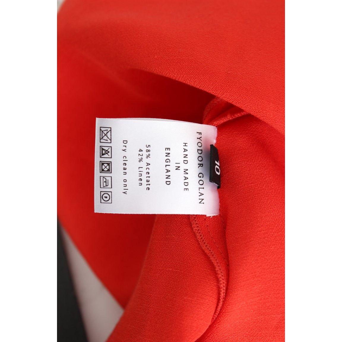 Fyodor Golan Radiant Red Linen Blend Artisan Dress red-mini-linen-3-4-sleeve-sheath-dress 185328-red-mini-linen-34-sleeve-sheath-dress-7.jpg