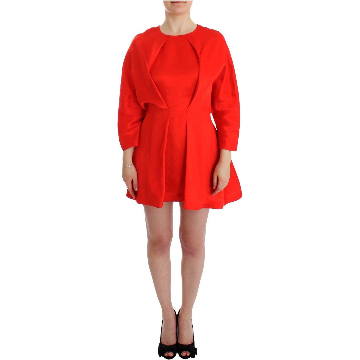 Fyodor Golan Radiant Red Linen Blend Artisan Dress red-mini-linen-3-4-sleeve-sheath-dress 185328-red-mini-linen-34-sleeve-sheath-dress.jpg