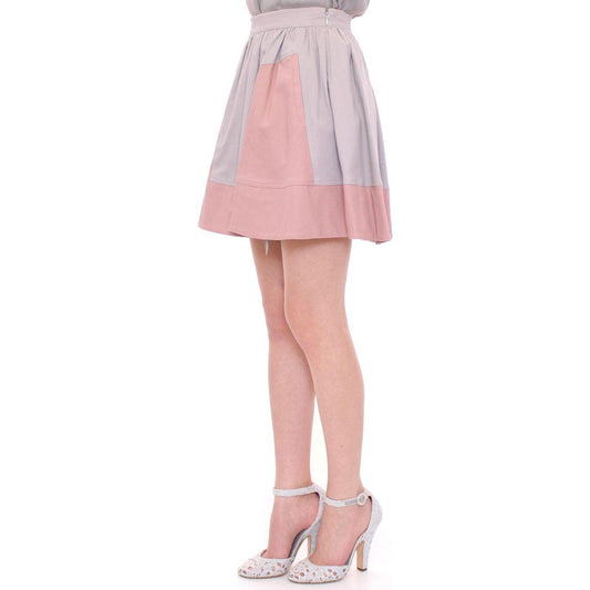 Comeforbreakfast Sleek Pleated Mini Skirt in Pink and Gray pink-gray-mini-short-pleated-skirt