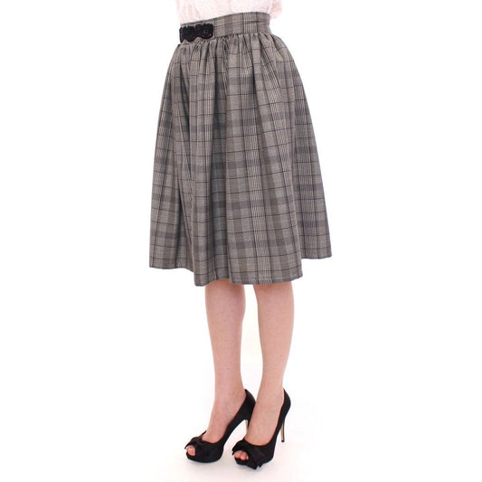 NOEMI ALEMÁN Elegant Gray Checkered Wool Shorts Skirt gray-checkered-wool-shorts-skirt