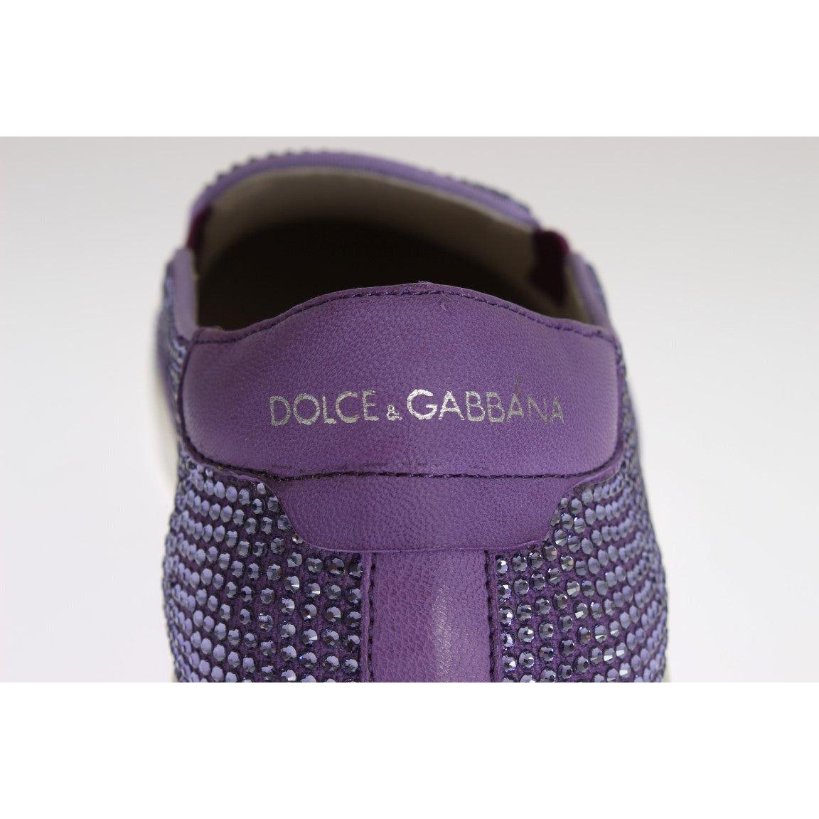 Dolce & Gabbana Elegant Purple Strass Fashion Sneakers MAN SNEAKERS purple-strass-canvas-logo-sneakers