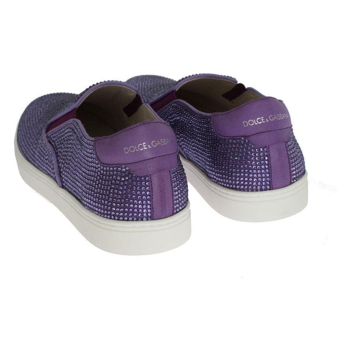 Dolce & Gabbana Elegant Purple Strass Fashion Sneakers MAN SNEAKERS purple-strass-canvas-logo-sneakers