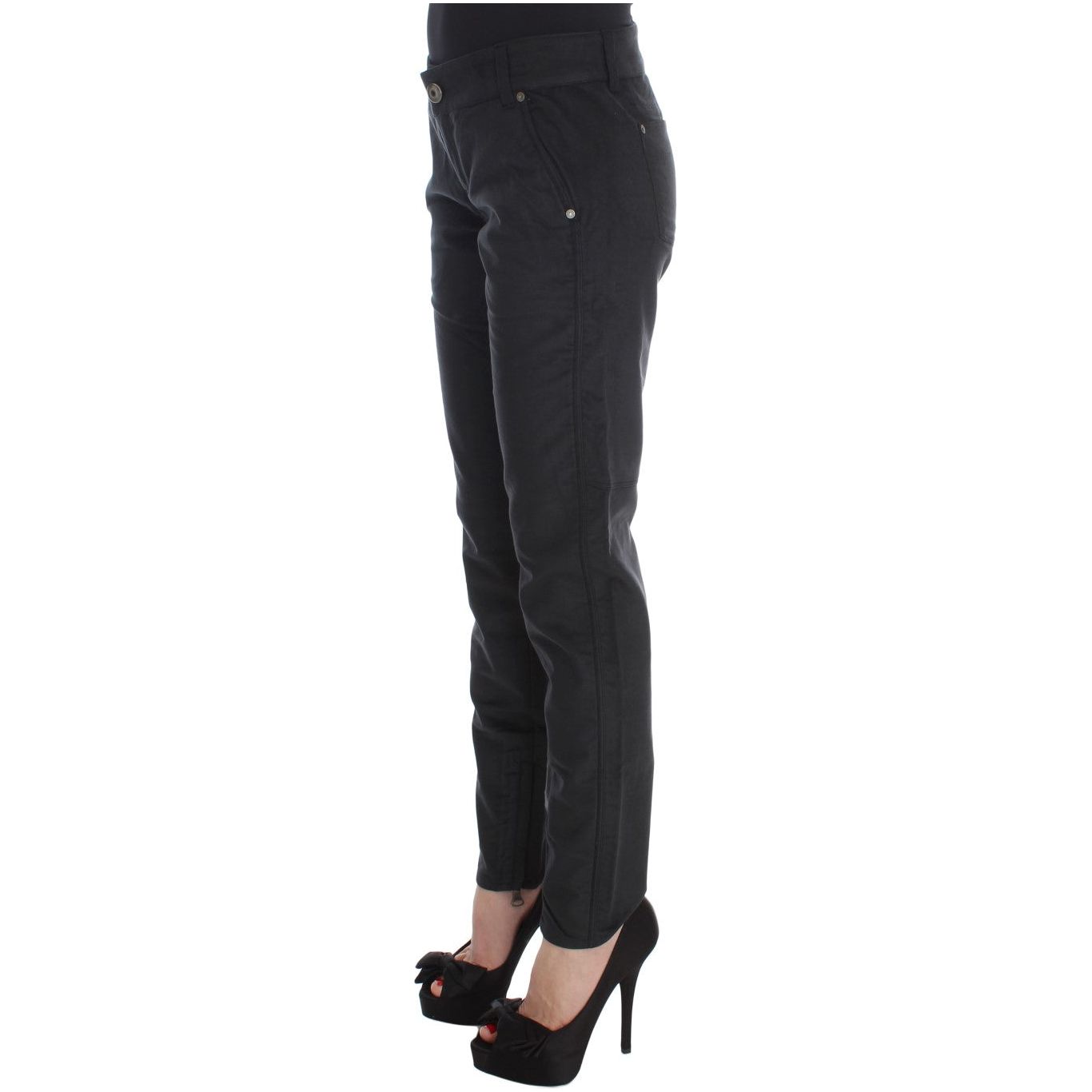 Ermanno Scervino Chic Black Regular Fit Trousers black-cotton-blend-regular-fit-pants Jeans & Pants 330636-black-cotton-blend-regular-fit-pants-1.jpg
