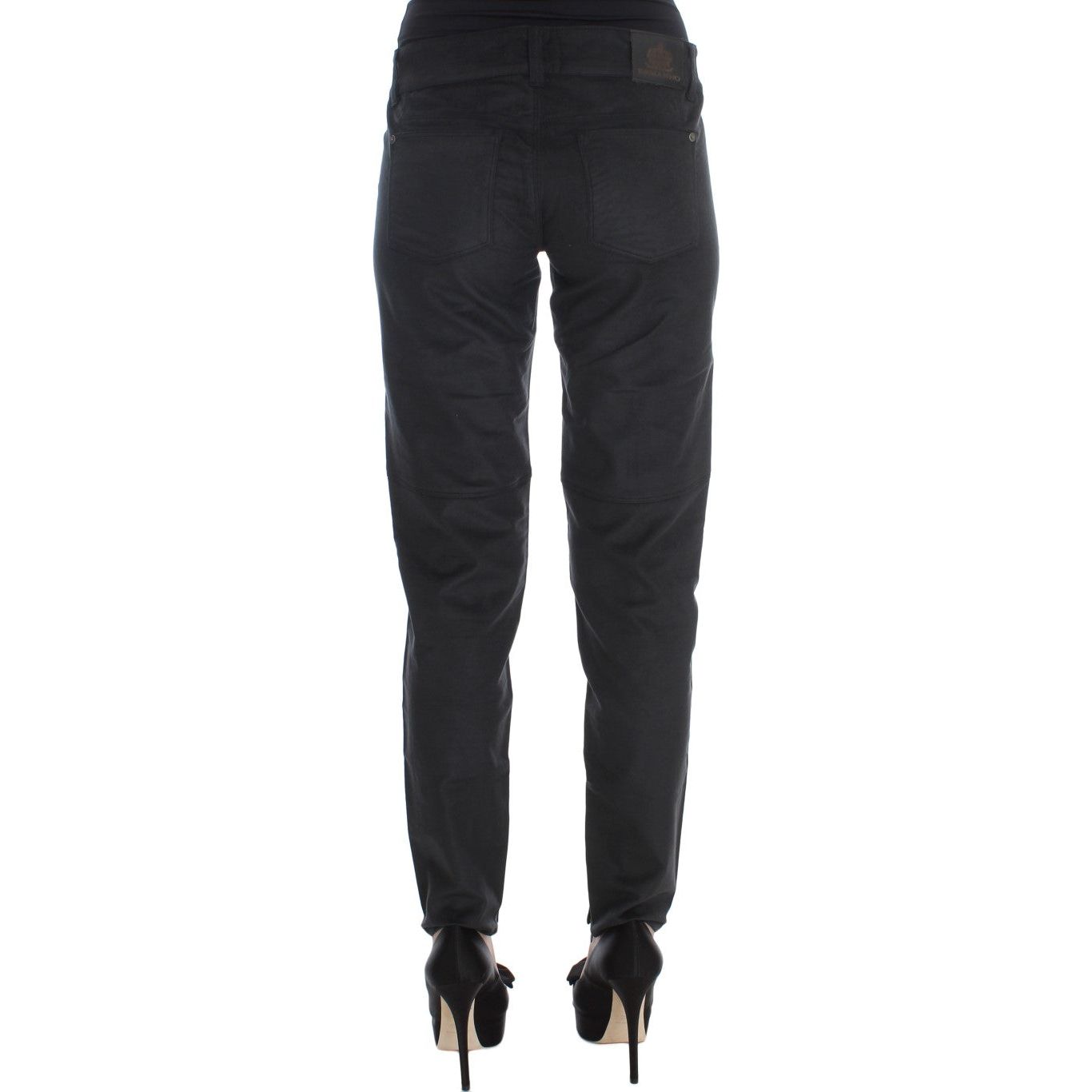 Ermanno Scervino Chic Black Regular Fit Trousers black-cotton-blend-regular-fit-pants Jeans & Pants 330636-black-cotton-blend-regular-fit-pants-2.jpg