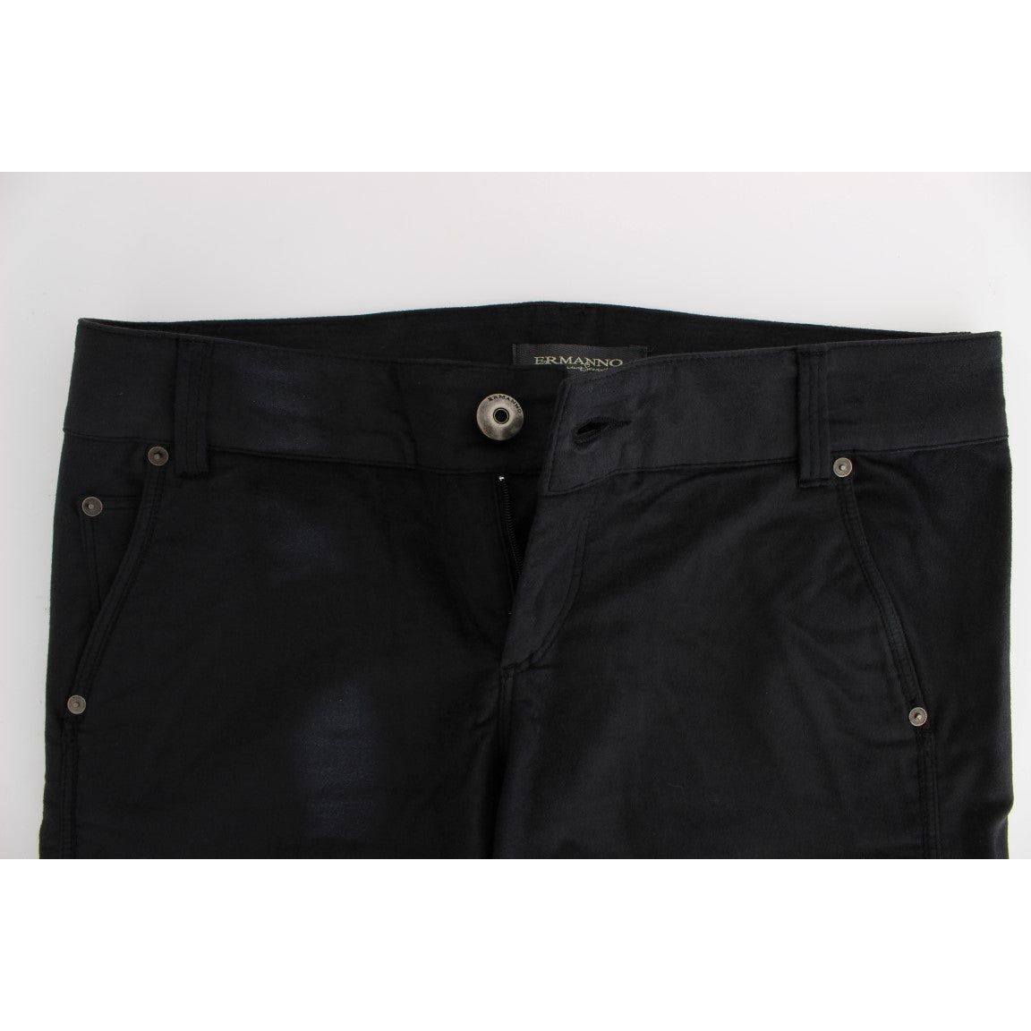 Ermanno Scervino Chic Black Regular Fit Trousers black-cotton-blend-regular-fit-pants Jeans & Pants 330636-black-cotton-blend-regular-fit-pants-4.jpg