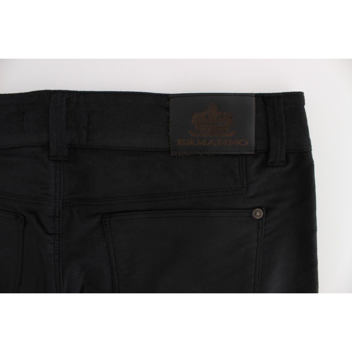 Ermanno Scervino Chic Black Regular Fit Trousers black-cotton-blend-regular-fit-pants Jeans & Pants 330636-black-cotton-blend-regular-fit-pants-8.jpg