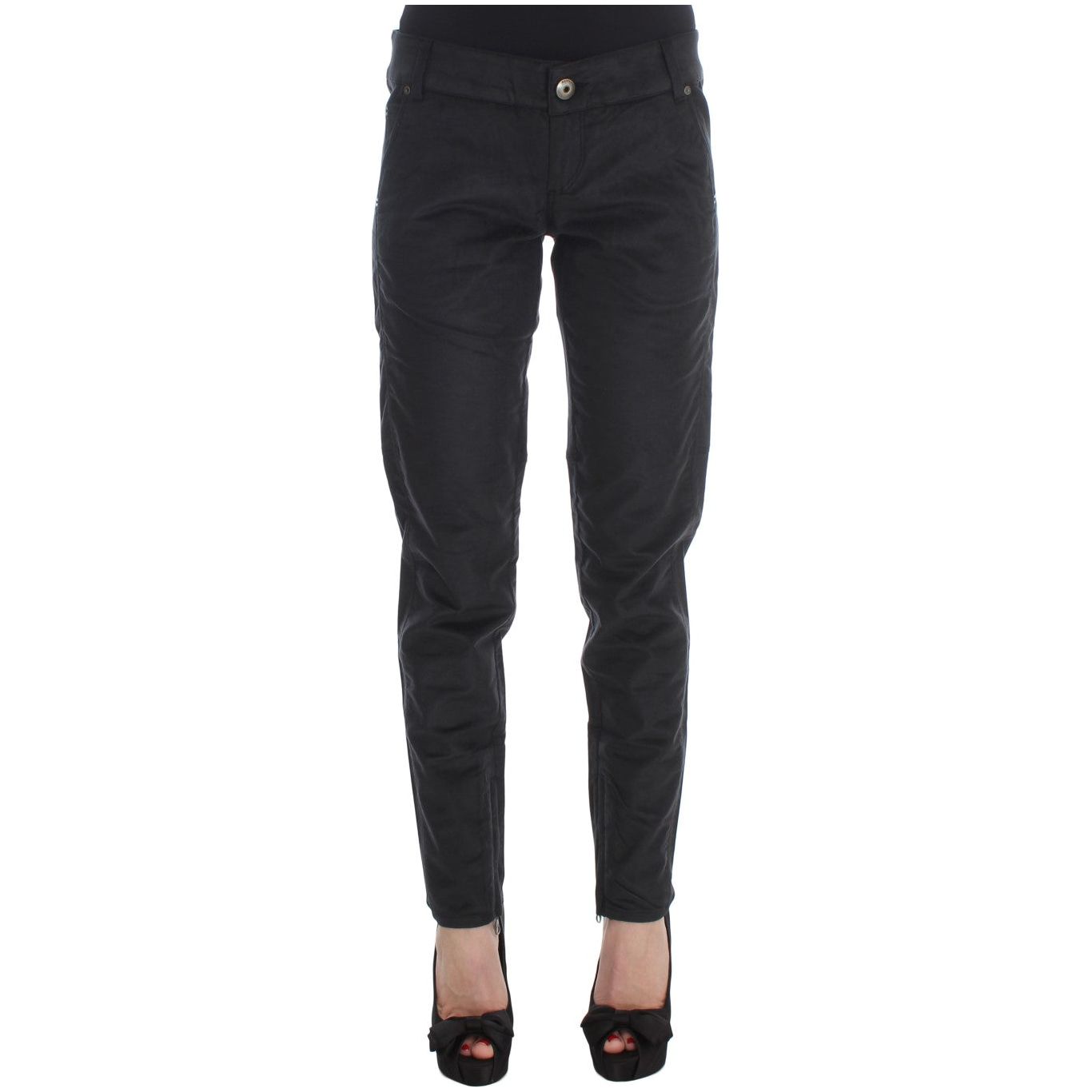 Ermanno Scervino Chic Black Regular Fit Trousers black-cotton-blend-regular-fit-pants Jeans & Pants 330636-black-cotton-blend-regular-fit-pants.jpg