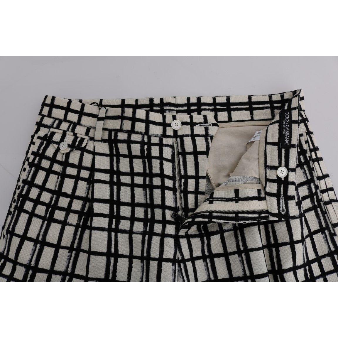 Dolce & Gabbana Elegant Striped Cotton-Linen Shorts white-black-striped-casual-shorts 443610-white-black-striped-casual-shorts-3.jpg