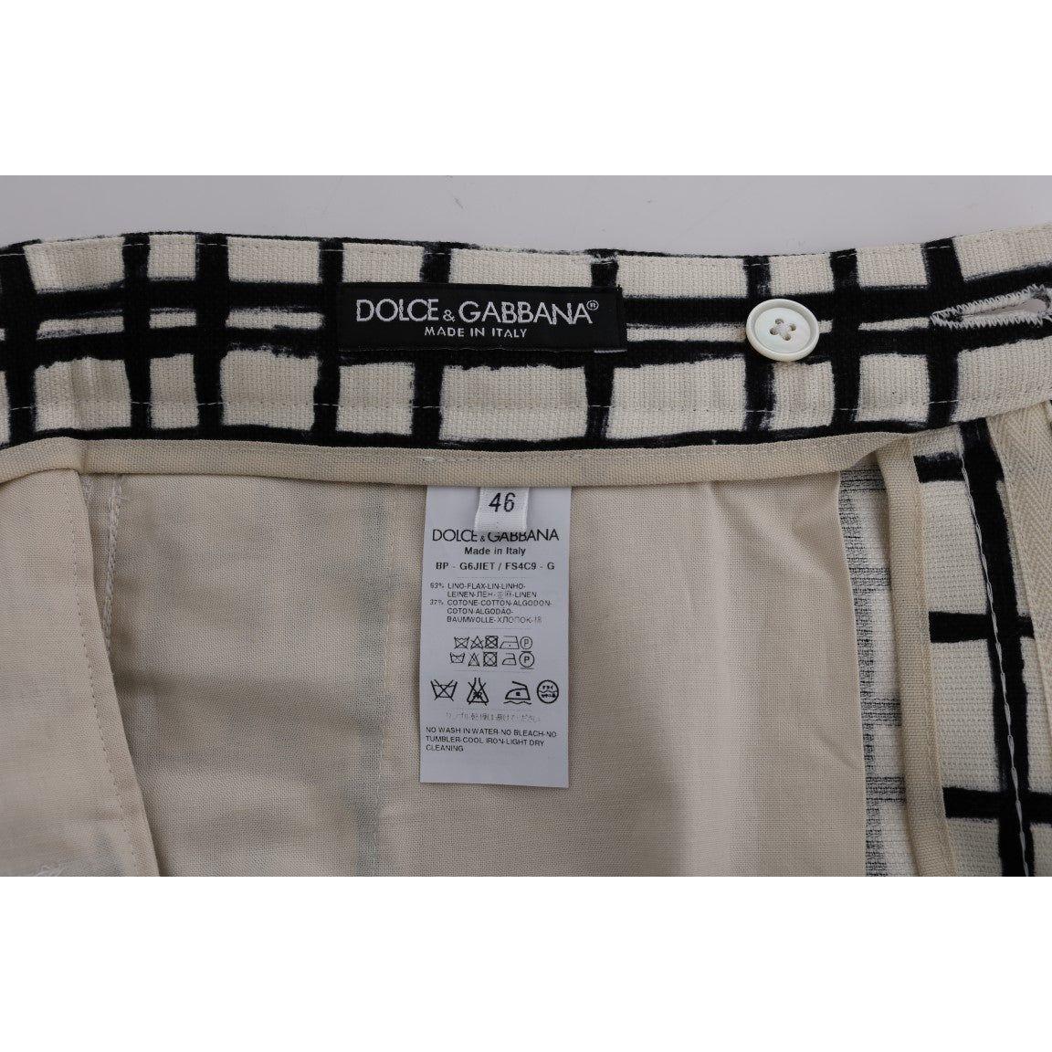 Dolce & Gabbana Elegant Striped Cotton-Linen Shorts white-black-striped-casual-shorts 443610-white-black-striped-casual-shorts-5.jpg
