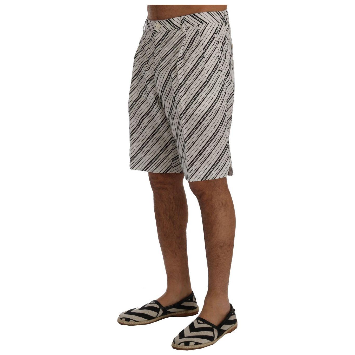 Dolce & Gabbana Elegant Striped Cotton-Linen Shorts white-black-striped-casual-shorts-1 443622-white-black-striped-casual-shorts-2-1.jpg