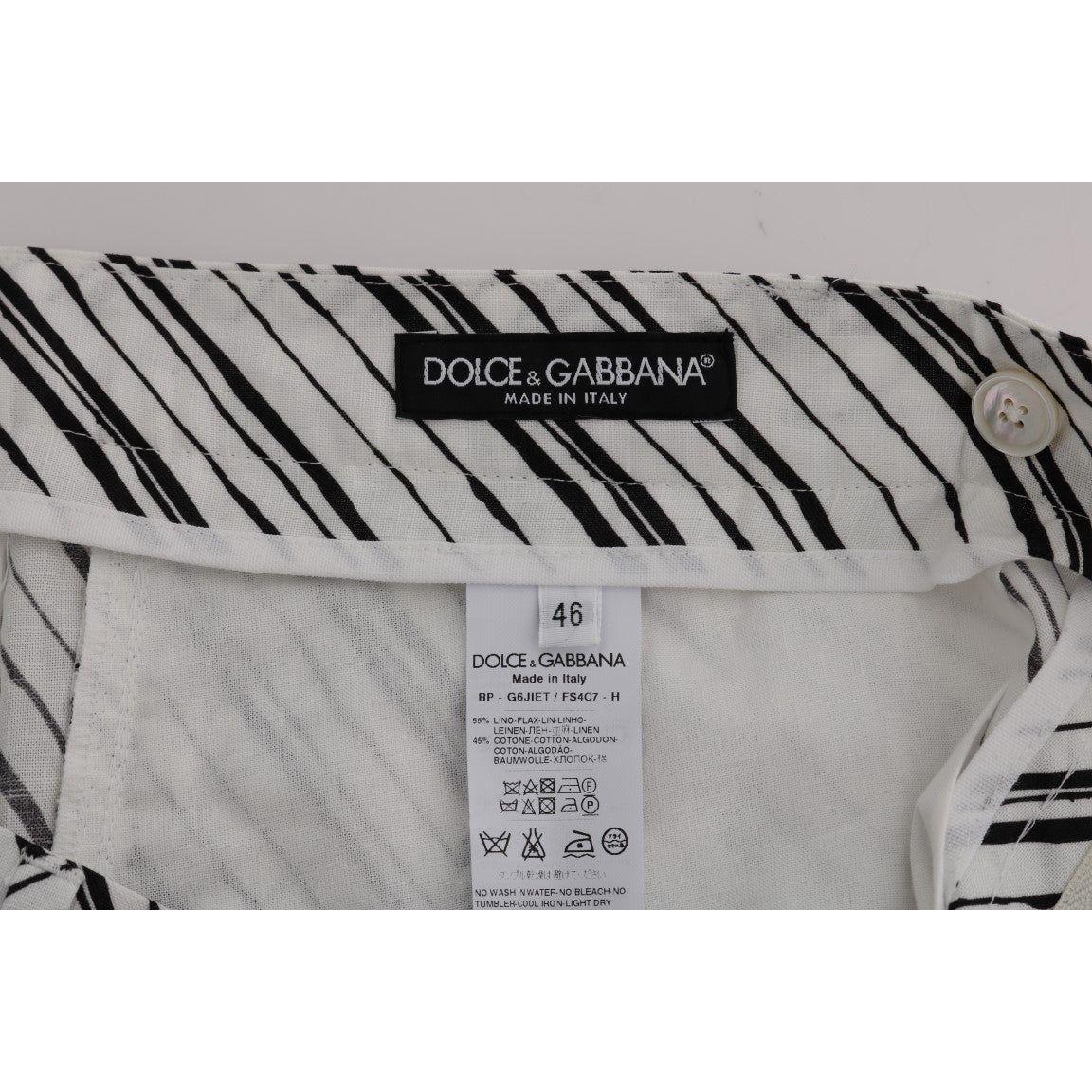 Dolce & Gabbana Elegant Striped Cotton-Linen Shorts white-black-striped-casual-shorts-1 443622-white-black-striped-casual-shorts-2-5.jpg