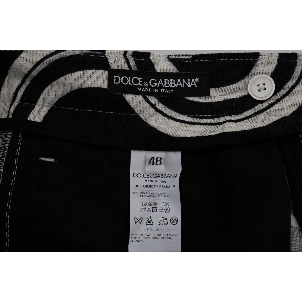 Dolce & Gabbana Chic Black & White Patterned Linen Shorts black-white-pattern-linen-shorts