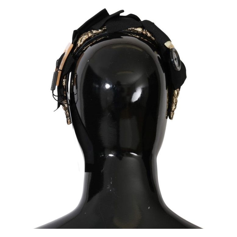 Dolce & Gabbana Crystal-Embellished Gold Brown Diadem Headband clear-crystal-brown-hair-headband Tiara