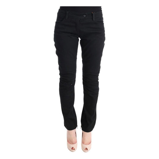 Ermanno Scervino Chic Black Slim Fit Trousers black-cotton-slim-fit-casual-pants Jeans & Pants