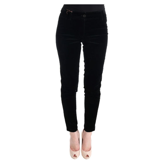 Ermanno Scervino Chic Black Slim Fit Cropped Pants black-viscose-blend-velvet-cropped-pants Jeans & Pants