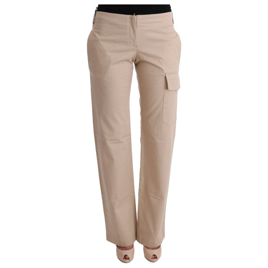 Ermanno Scervino Chic Beige Cropped Pants - Regular Fit Elegance beige-cotton-wool-regular-fit-pants Jeans & Pants