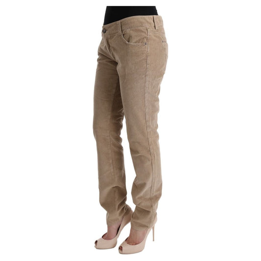 Ermanno Scervino Beige Regular Fit Luxe Trousers beige-cotton-velvet-regular-fit-pants Jeans & Pants