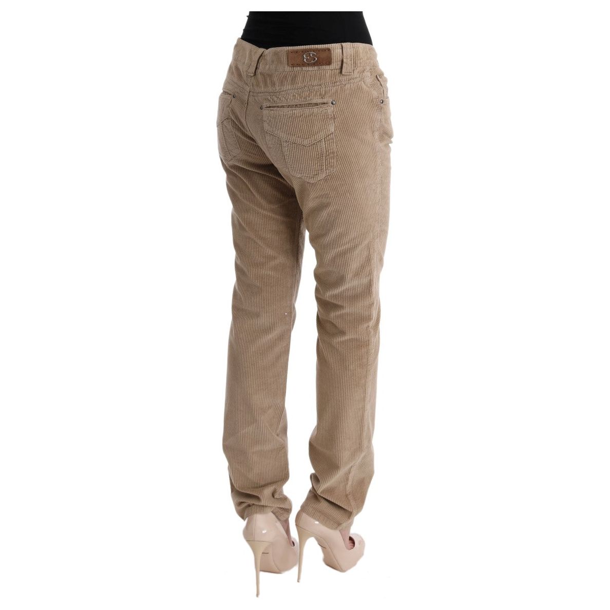 Ermanno Scervino Beige Regular Fit Luxe Trousers beige-cotton-velvet-regular-fit-pants Jeans & Pants 449419-beige-cotton-velvet-regular-fit-pants-2-3.jpg