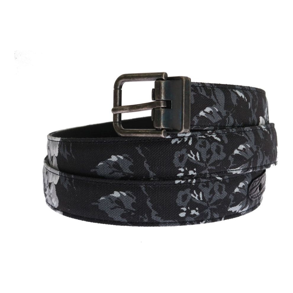 Dolce & Gabbana Elegant Floral Patterned Men's Luxury Belt black-cayman-linen-leather-belt Belt 456472-black-cayman-linen-leather-belt-1.jpg