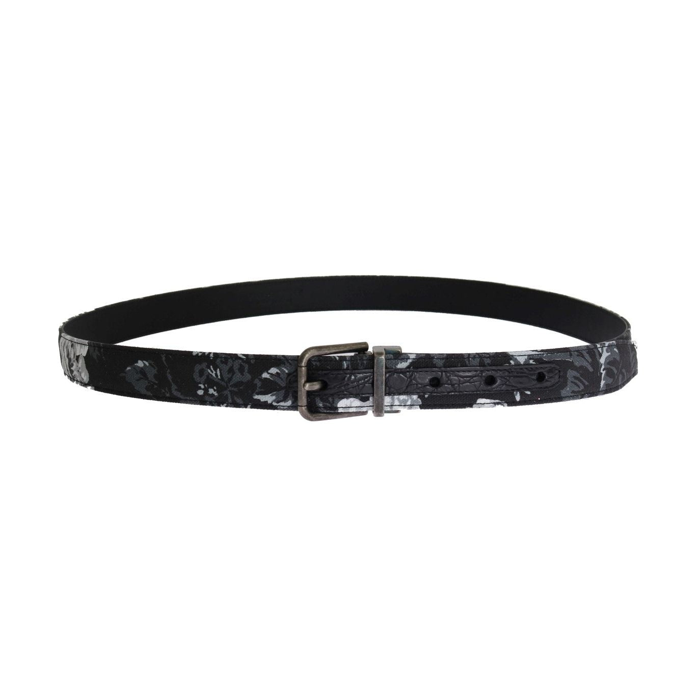 Dolce & Gabbana Elegant Floral Patterned Men's Luxury Belt black-cayman-linen-leather-belt Belt 456472-black-cayman-linen-leather-belt-2.jpg
