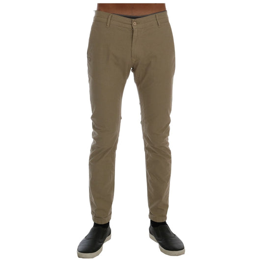 Daniele Alessandrini Beige Slim Fit Chinos for Sophisticated Style beige-cotton-stretch-slim-fit-chinos Jeans & Pants 457192-beige-cotton-stretch-slim-fit-chinos.jpg