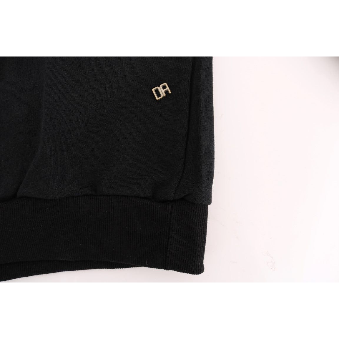 Daniele Alessandrini Elegant Black Cotton Hooded Sweater black-gym-casual-hooded-cotton-sweater 457508-black-gym-casual-hooded-cotton-sweater-5.jpg