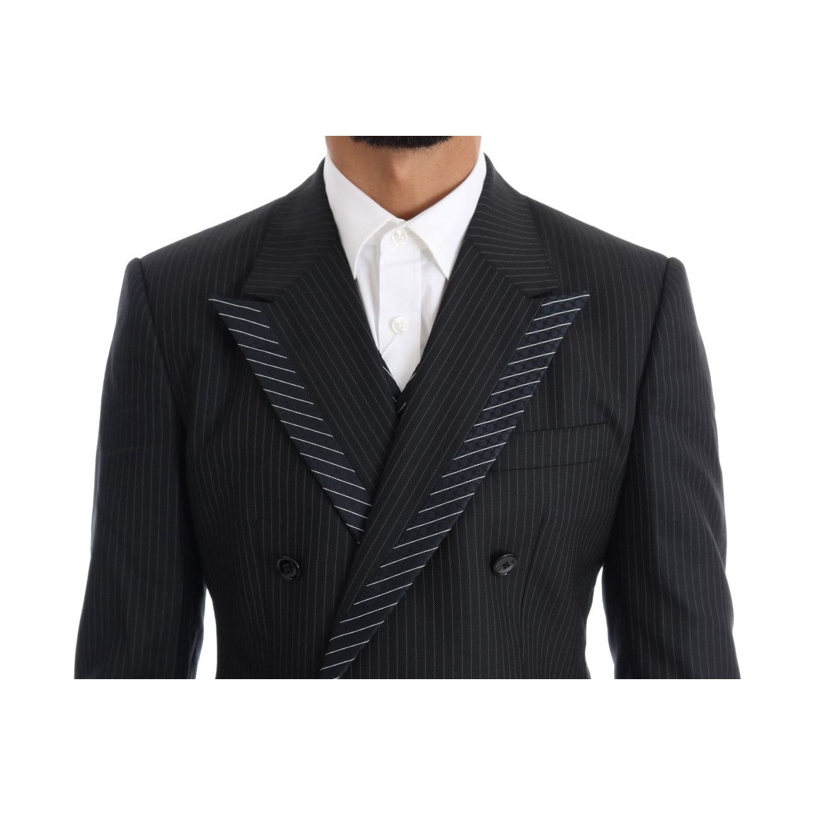 Dolce & Gabbana Elegant Gray Striped Wool Silk Men's 3-Piece Suit gray-double-breasted-3-piece-suit Suit 460447-gray-double-breasted-3-piece-suit-3.jpg