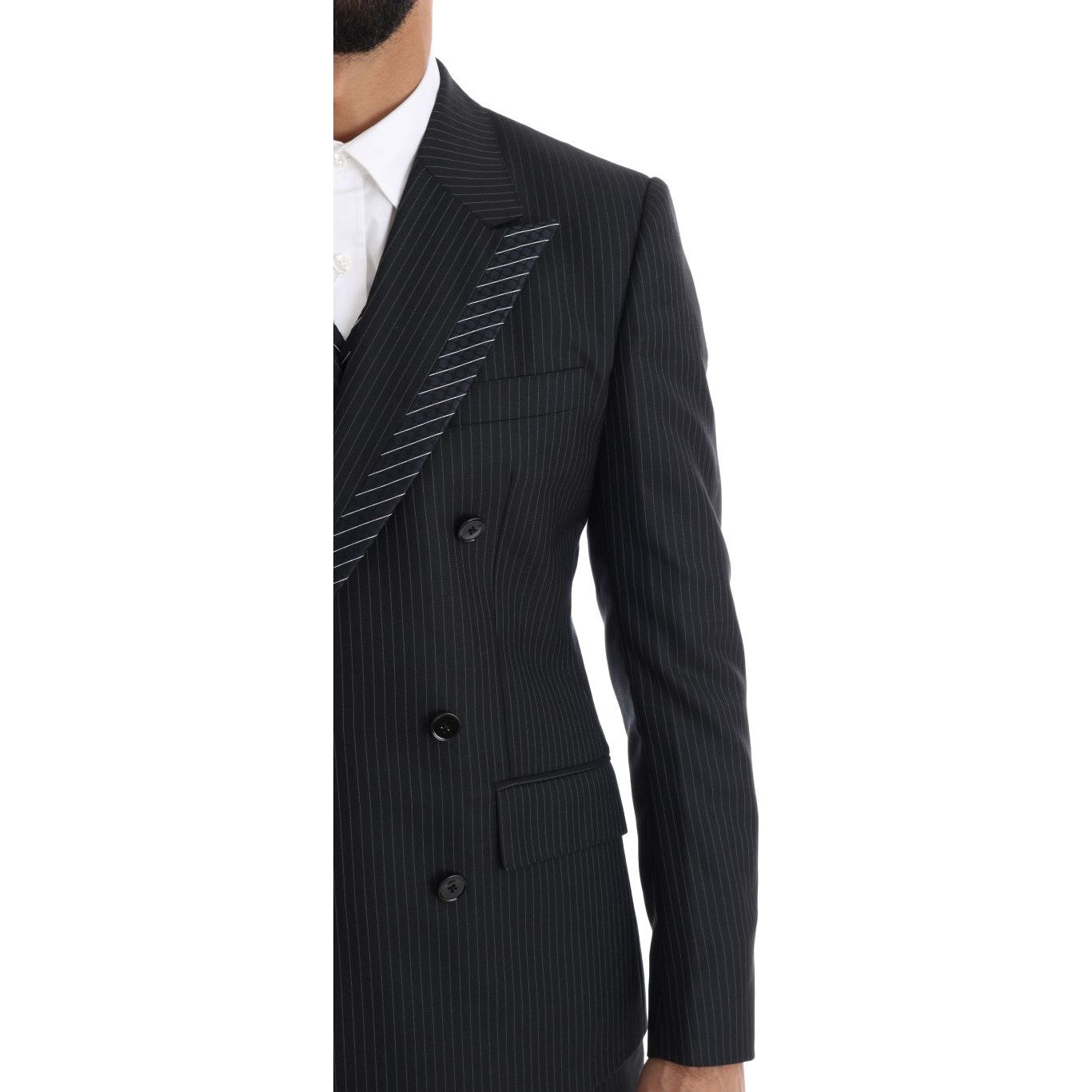 Dolce & Gabbana Elegant Gray Striped Wool Silk Men's 3-Piece Suit gray-double-breasted-3-piece-suit Suit 460447-gray-double-breasted-3-piece-suit-4.jpg