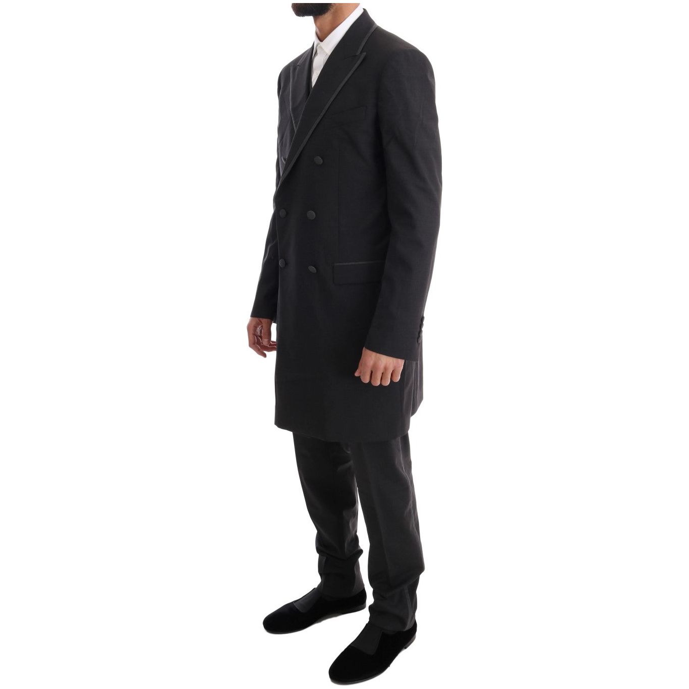 Dolce & Gabbana Elegant Gray Double Breasted Wool Suit gray-wool-stretch-3-piece-two-button-suit-1 Suit
