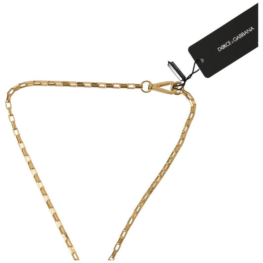 Dolce & Gabbana Chic Gold Charm Chain Necklace gold-tone-brass-chain-link-dg-logo-pendant-necklace