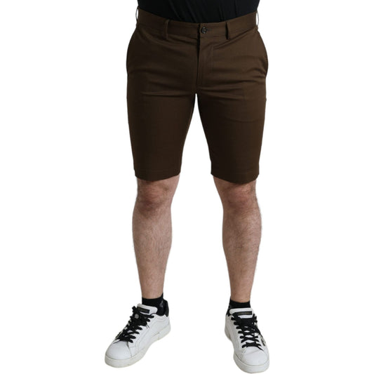 Dolce & Gabbana Chic Brown Bermuda Shorts with Logo Detail brown-cotton-stretch-men-bermuda-shorts