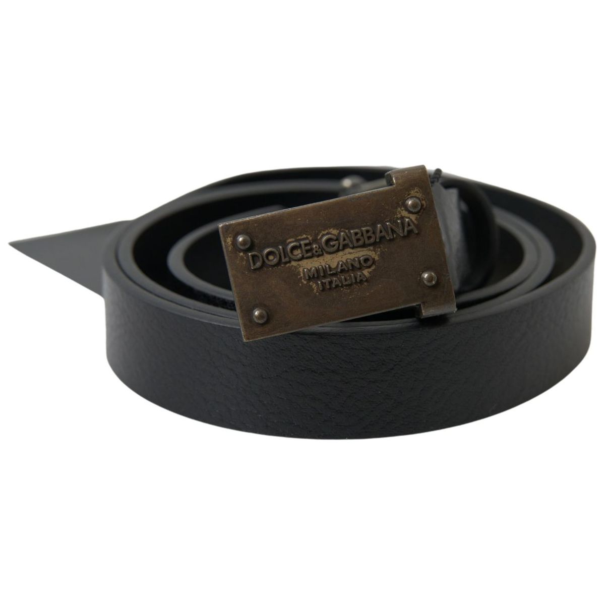 Elegant Black Leather Belt - Metal Buckle Closure Dolce & Gabbana
