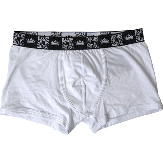 Dolce & Gabbana Elite White Cotton Stretch Boxers white-cotton-stretch-regular-boxer-underwear