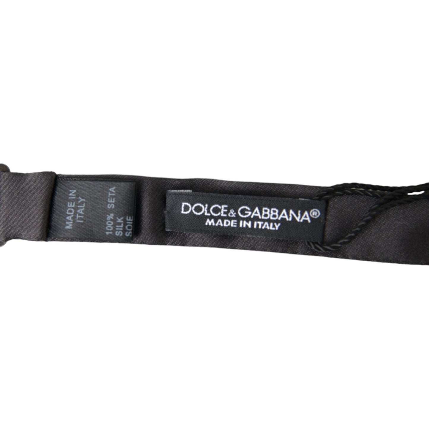 Elegant Dark Grey Silk Bow Tie Dolce & Gabbana