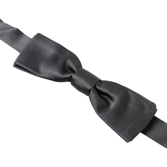 Elegant Dark Anthracite Silk Bow Tie Dolce & Gabbana