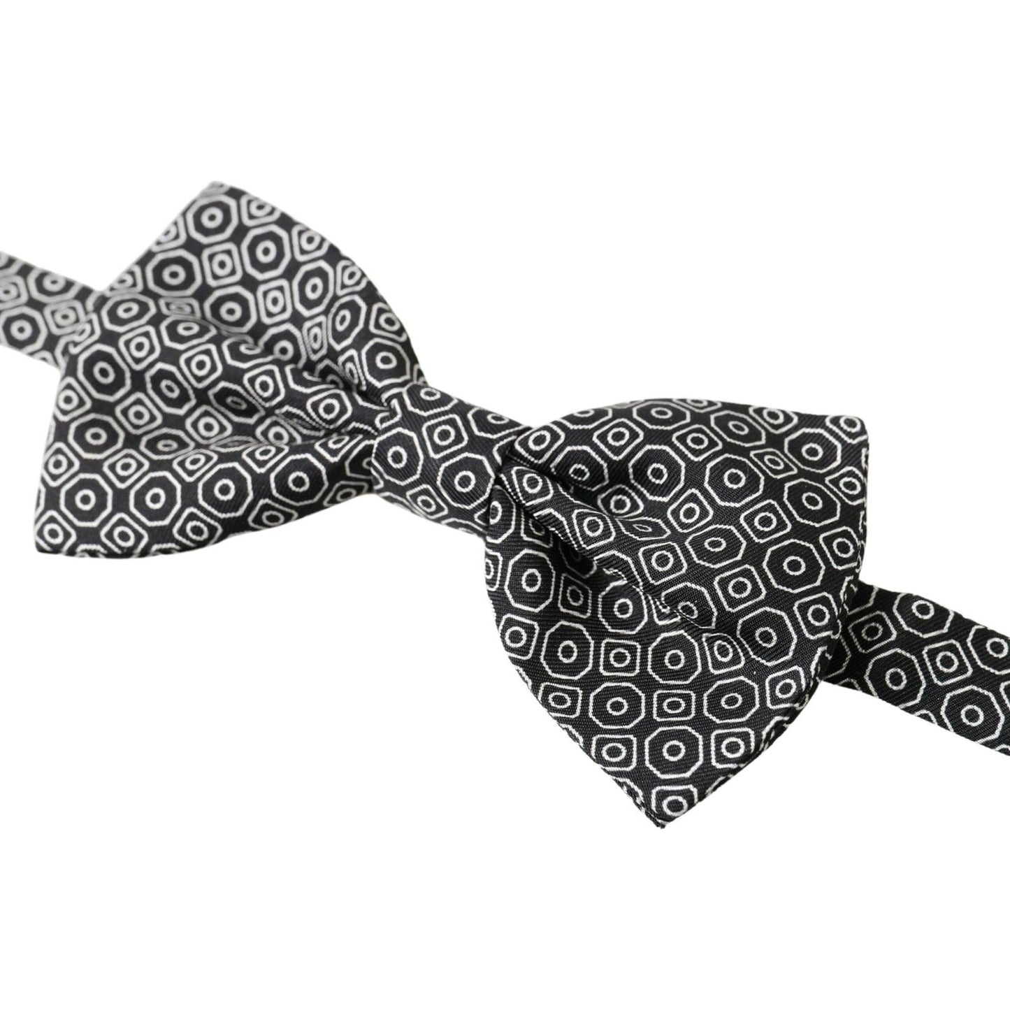 Elegant Black and White Silk Bow Tie Dolce & Gabbana