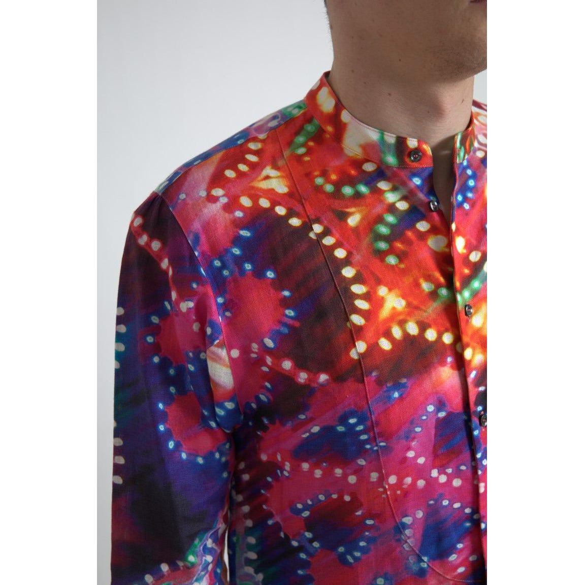 Dolce & Gabbana Stunning Multicolor Linen Casual Shirt multicolor-luminarie-print-linen-shirt