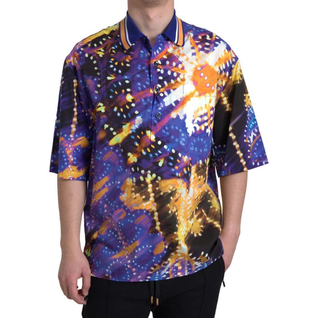 Dolce & Gabbana Multicolor Cotton Polo Shirt with Logo Detail luminaire-print-cotton-polo-top-men-shirt