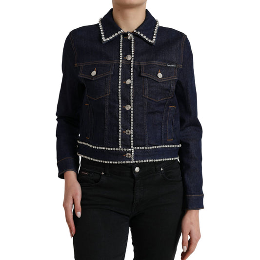Dolce & Gabbana Elegant Denim Jewel Button Jacket dark-blue-crystal-trimmed-cotton-denim-jacket 465A9420-BG-scaled-47b902a6-dab.jpg