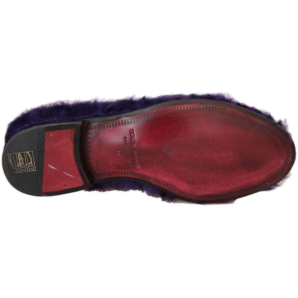 Dolce & Gabbana Plush Purple Sheep Fur Loafers purple-sheep-fur-leather-loafers 466240-purple-sheep-fur-leather-loafers-2.jpg