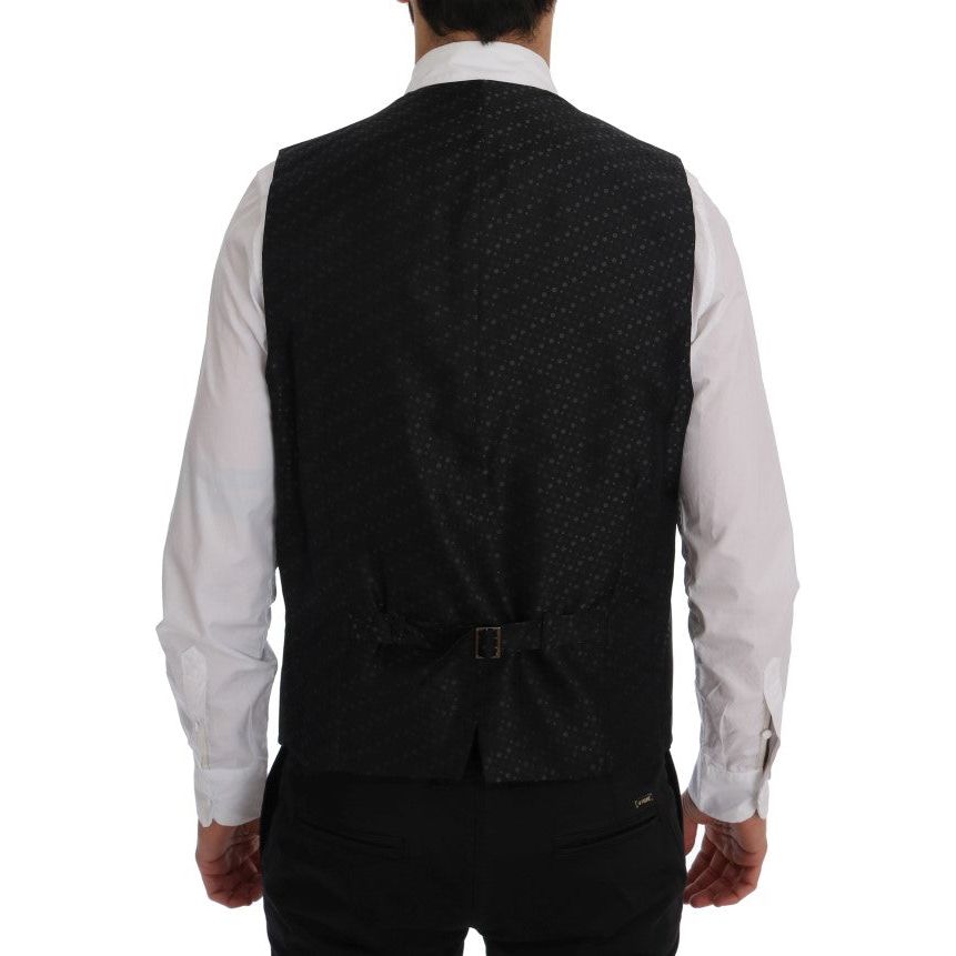 Dolce & Gabbana Elegant Gray Striped Men's Waistcoat Vest gray-staff-cotton-striped-vest-3 478547-gray-staff-cotton-striped-vest-4-2.jpg