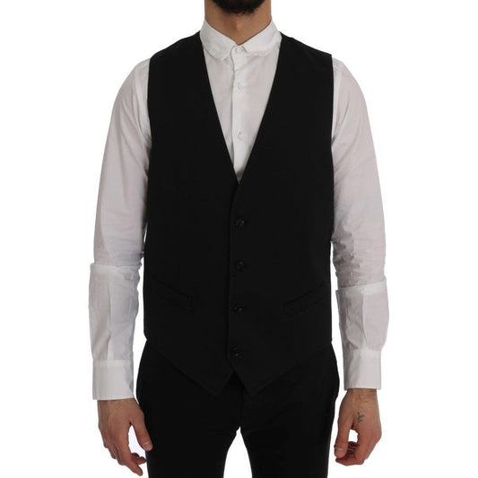 Dolce & Gabbana Sleek Black Single-Breasted Waistcoat black-staff-cotton-vest