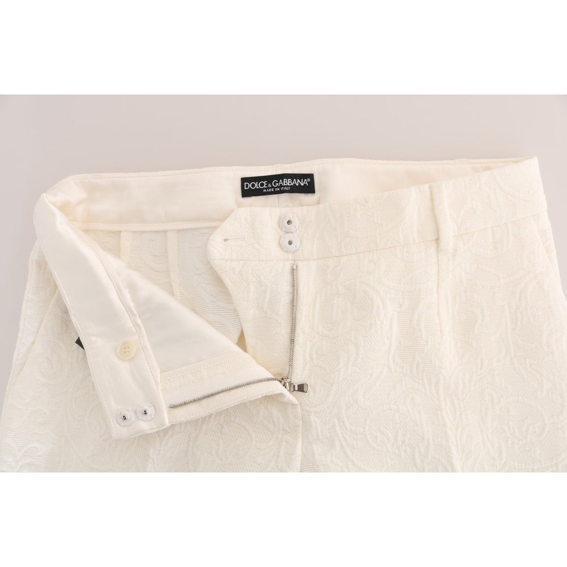 Dolce & GabbanaElegant White Capri Pants - Cotton & Silk BlendMcRichard Designer Brands£279.00
