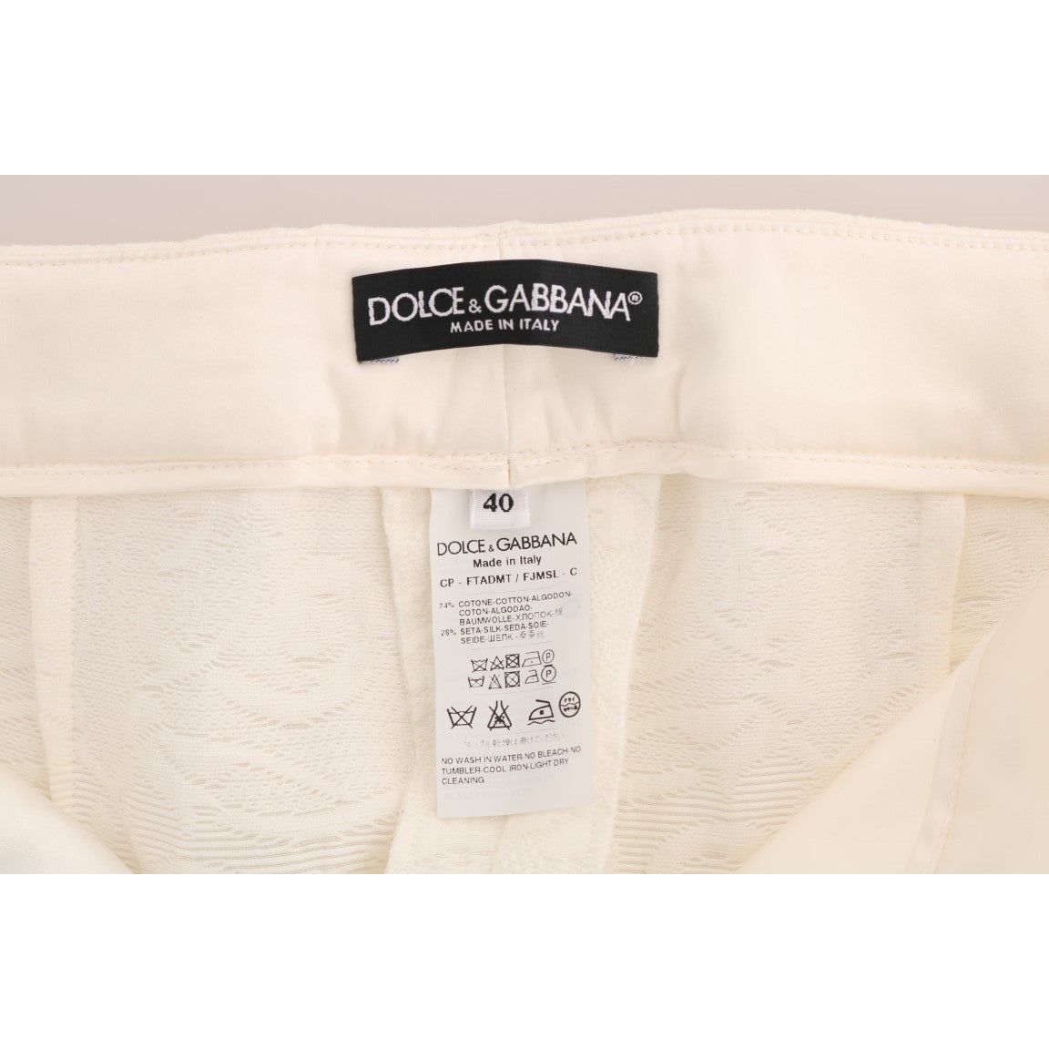 Dolce & GabbanaElegant White Capri Pants - Cotton & Silk BlendMcRichard Designer Brands£279.00