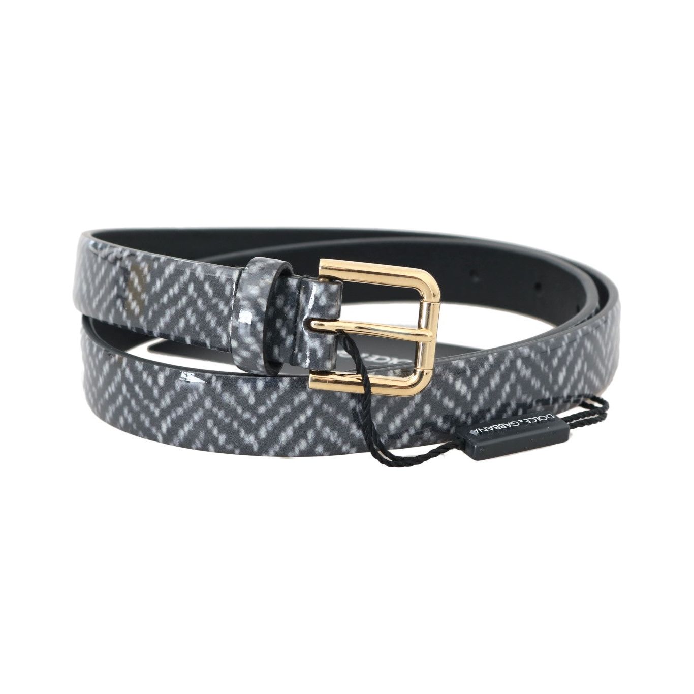 Dolce & Gabbana Elegant Chevron Leather Waist Belt black-white-chevron-pattern-leather-belt Belt 496158-black-white-chevron-pattern-leather-belt-1.jpg