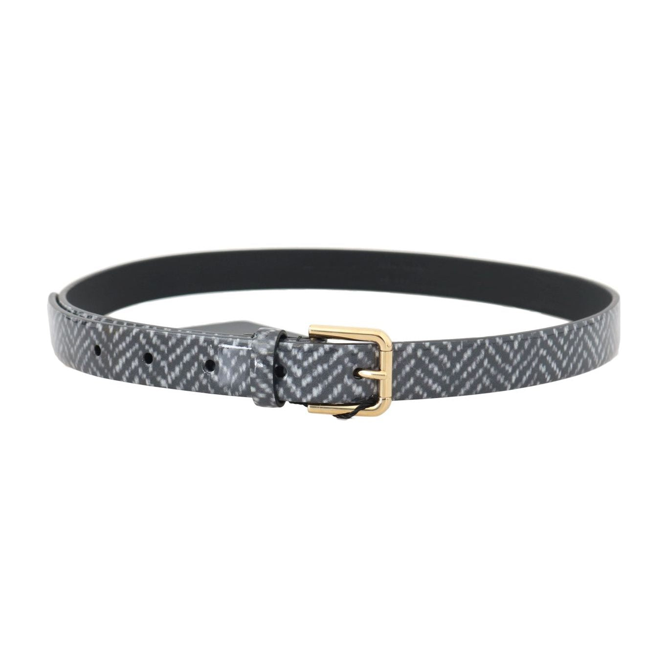 Dolce & Gabbana Elegant Chevron Leather Waist Belt black-white-chevron-pattern-leather-belt Belt 496158-black-white-chevron-pattern-leather-belt-2.jpg