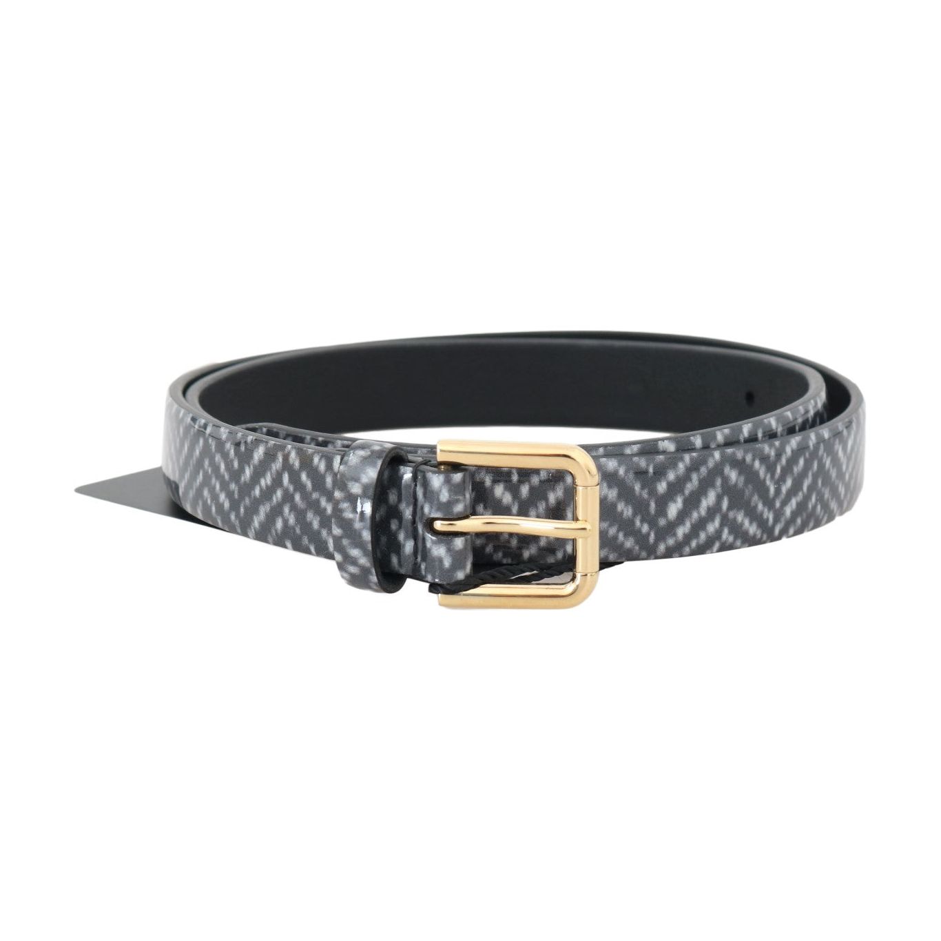 Dolce & Gabbana Elegant Chevron Leather Waist Belt black-white-chevron-pattern-leather-belt Belt 496158-black-white-chevron-pattern-leather-belt.jpg
